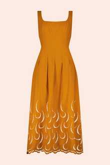 Wave Eyelet Midi Dress | Ochre