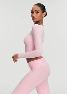 Cropped Round Neck Top | Ballet Pink