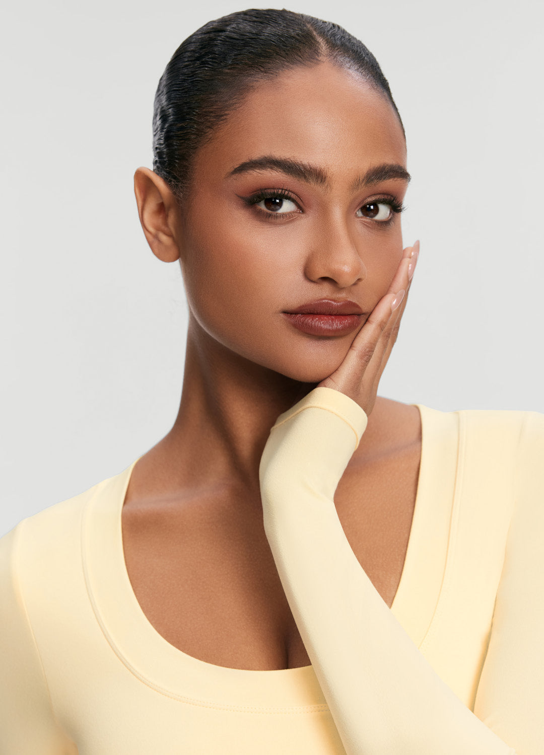Scoop Neck Long Sleeve Top | Lemon Meringue
