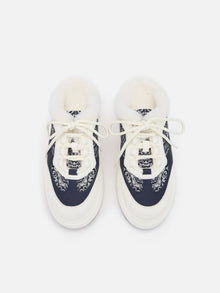 Platform Furry Slide | Navy