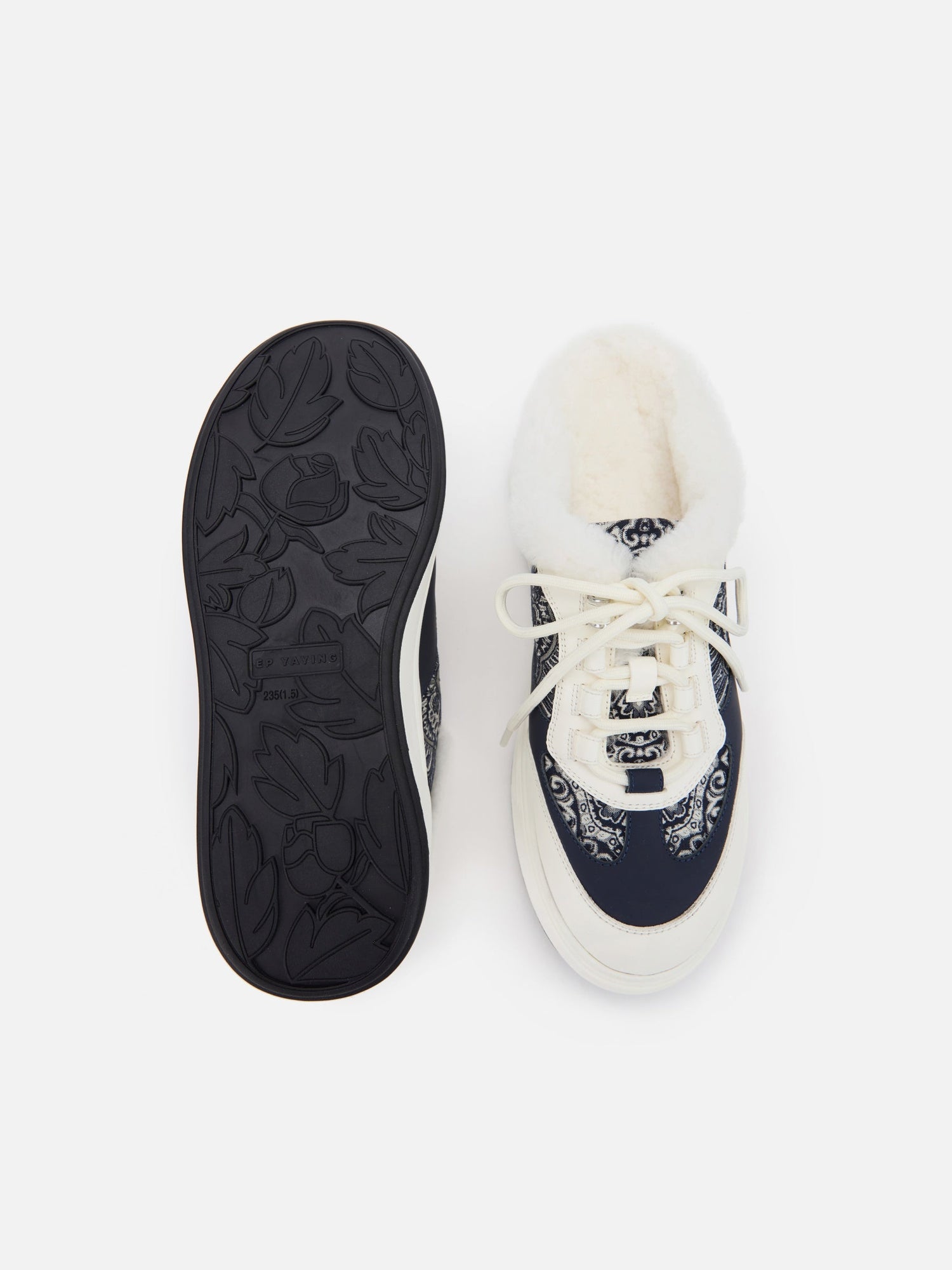 Platform Furry Slide | Navy