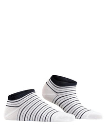 Womens | Stripe Shimmer Sneaker Socks | White