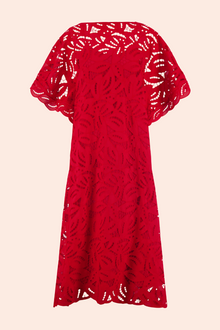 Embroidered Eyelet Caftan | Cherry