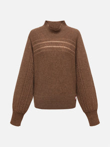 Half-High Neck Knitted Batwing Sweater | Camel