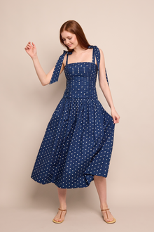 Rahi Midi Dress | Dots Navy