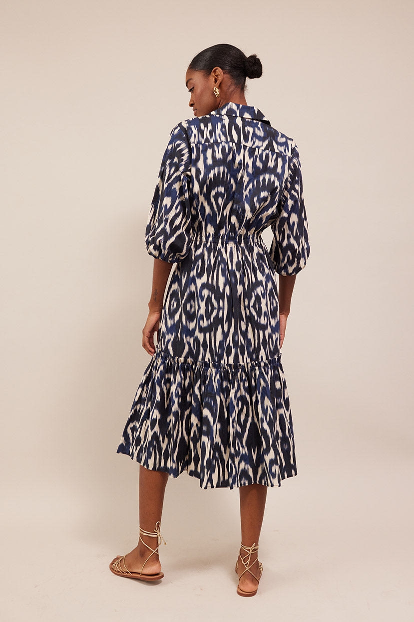 Hutton Dress | Ikat Navy