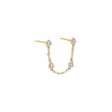  Diamond Multi Stone Double Chain Stud Earring 14K - Adina's Jewels
