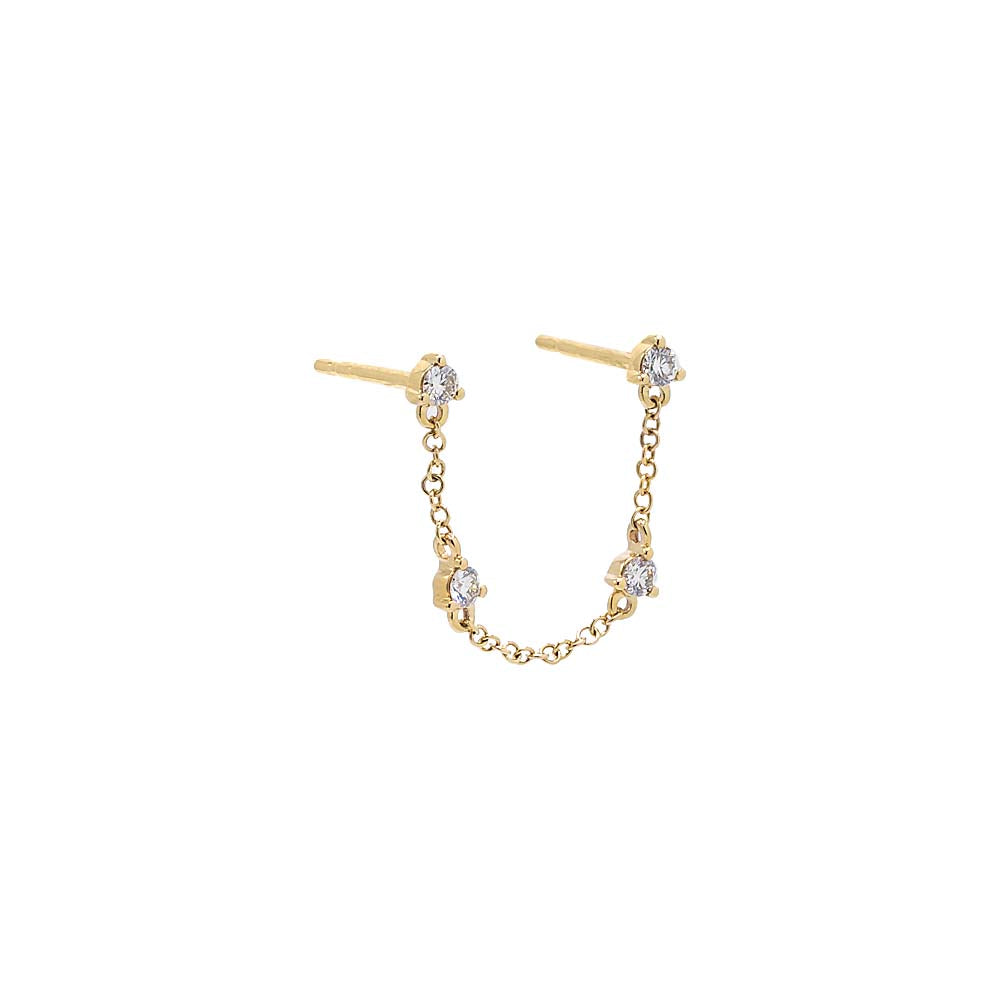  Diamond Multi Stone Double Chain Stud Earring 14K - Adina's Jewels