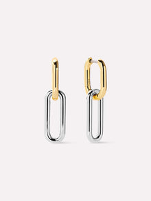 14K Gold Rhodium Plated Open C Shape Double Hoop Drop Earrings For Women Ana Luisa Carson Two Tone