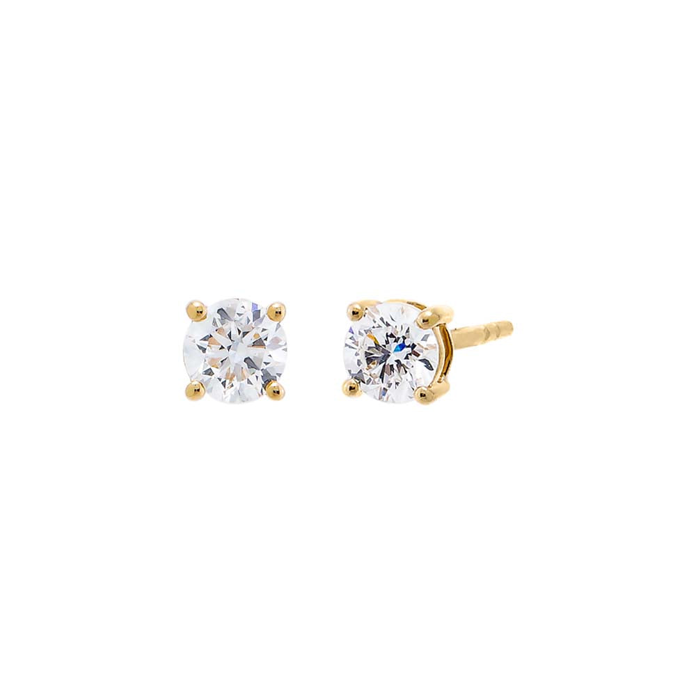 14K Gold / 1 CT Lab Grown Diamond Solitaire Four Prong Stud Earring 14K - Adina's Jewels