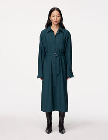 Another Tomorrow Wool Shirt Dress in Juniper – Wool Women's Dress