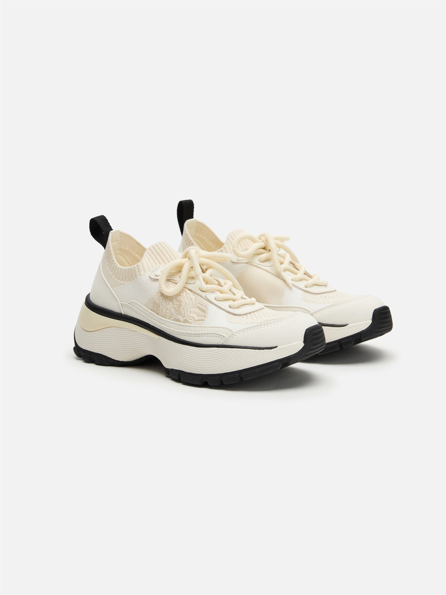Thick-Soled Knitted Sports Shoes | White