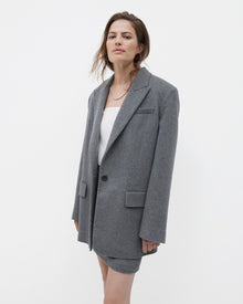 Another Tomorrow Tailored Cashmere Jacket in Medium Melange Grey – Cashmere Women's Jacket