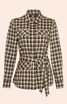 Woven Plaid Button Down Shirt | Olive/Rose