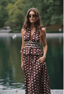 The Violet Top | Brown Polka Dot