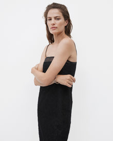 Another Tomorrow Silk Embroidered Dress in Black – Silk Women's Dress