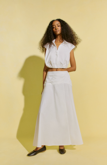 Cotton Poplin Sleeveless Shirt | White