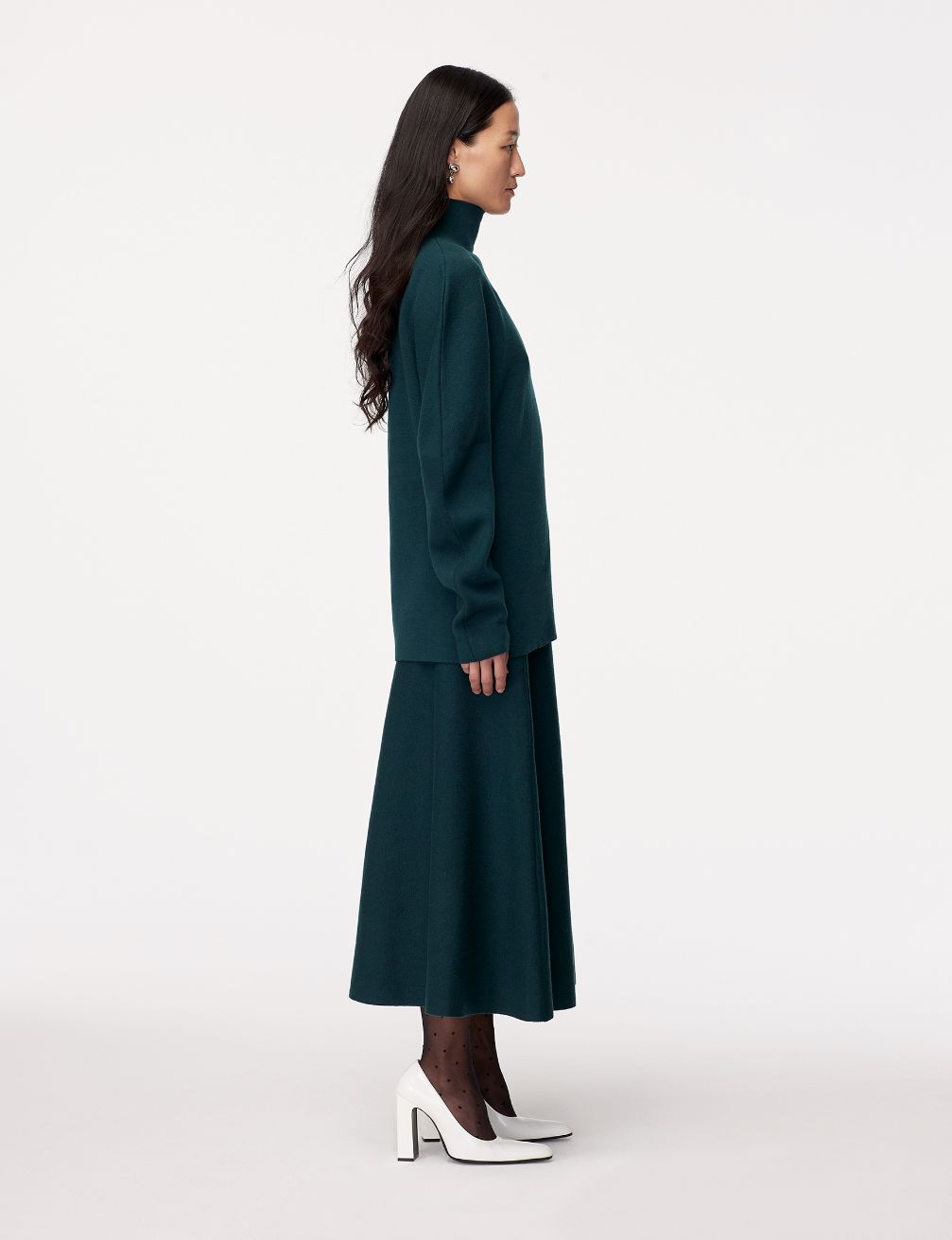 Another Tomorrow Merino Wool Knit Turtleneck in Juniper – Wool Women's Knitwear