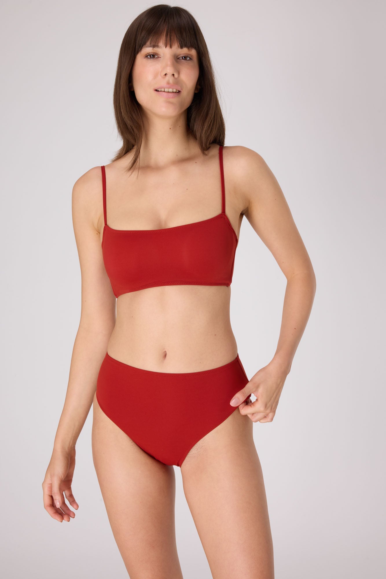 Essential High Waist Bikini Bottom | Crimson