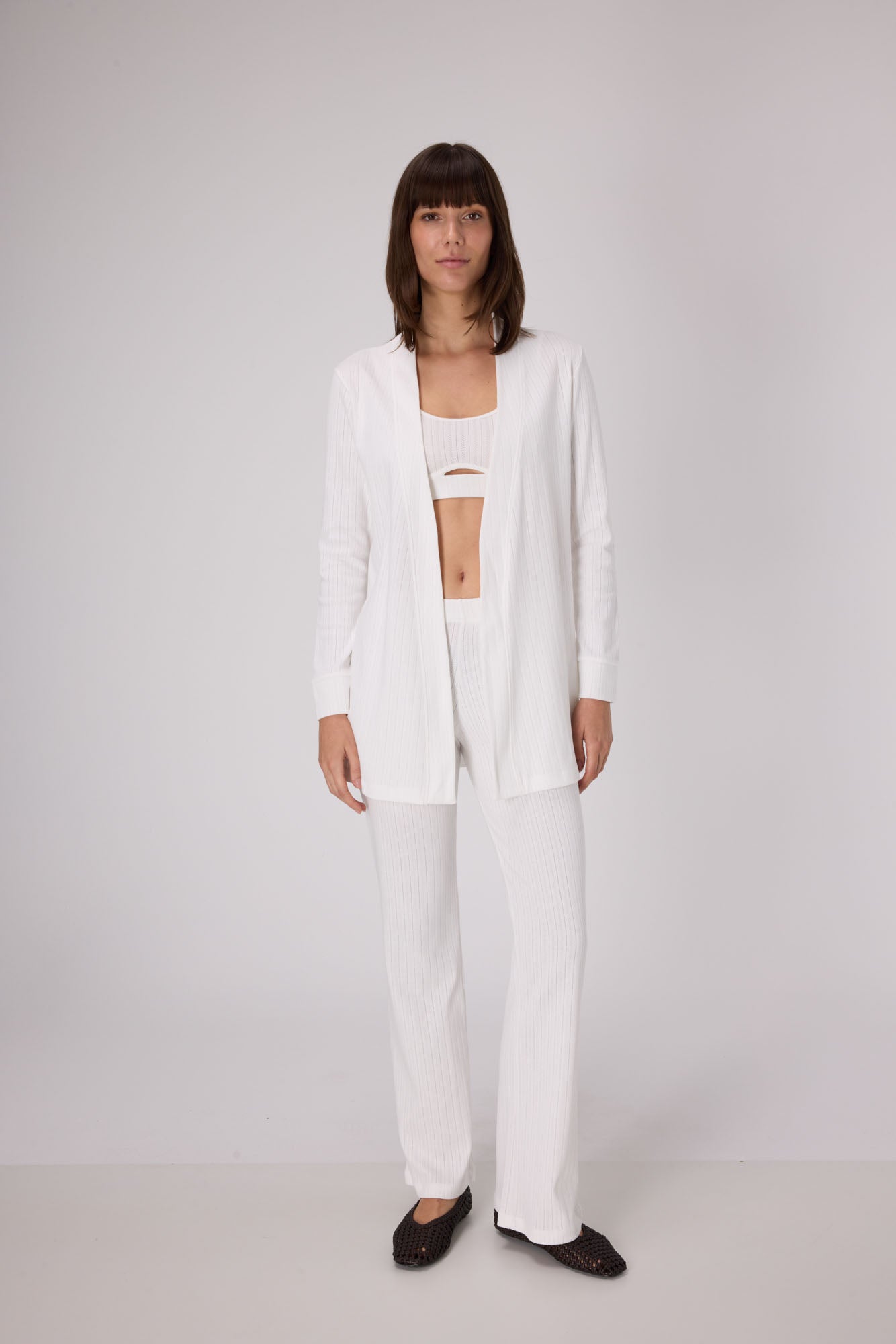 Pointelle Lounge Robe | OffWhite
