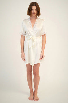 GINIA Silk Gown With Lace - Creme