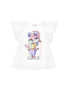 Girls | Rhinestone Bunny Maxi T-Shirt | White