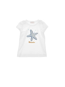 Girls | Rhinestone Starfish T-Shirt | White