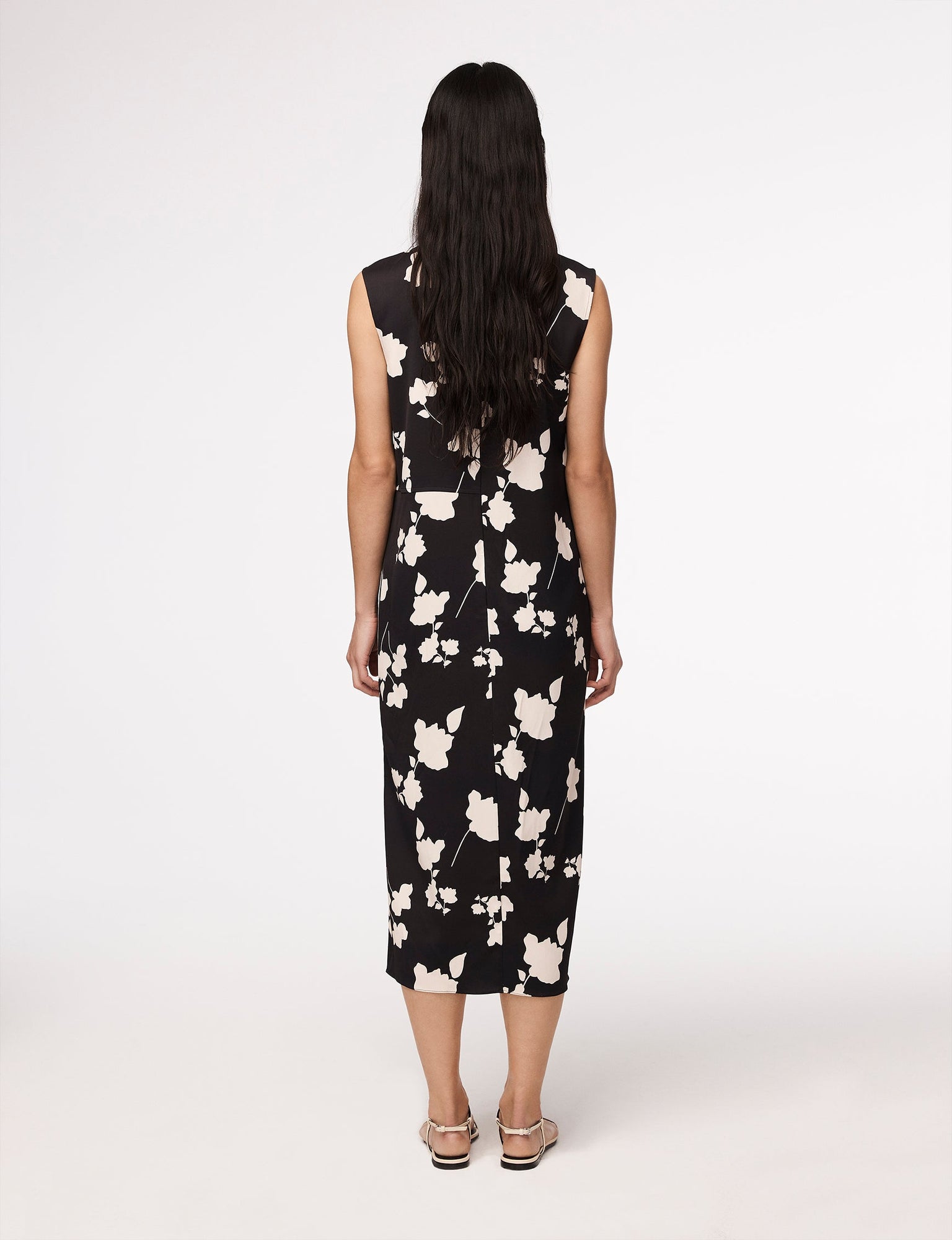 Another Tomorrow Pinstripe Floral Sleeveless Dress in Floral Plaid – Viscose Women's Dress