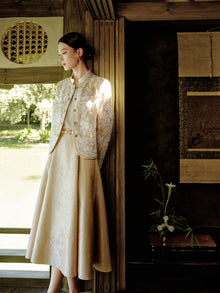 Chinese Style Stand-Collar Cropped Jacket | Beige