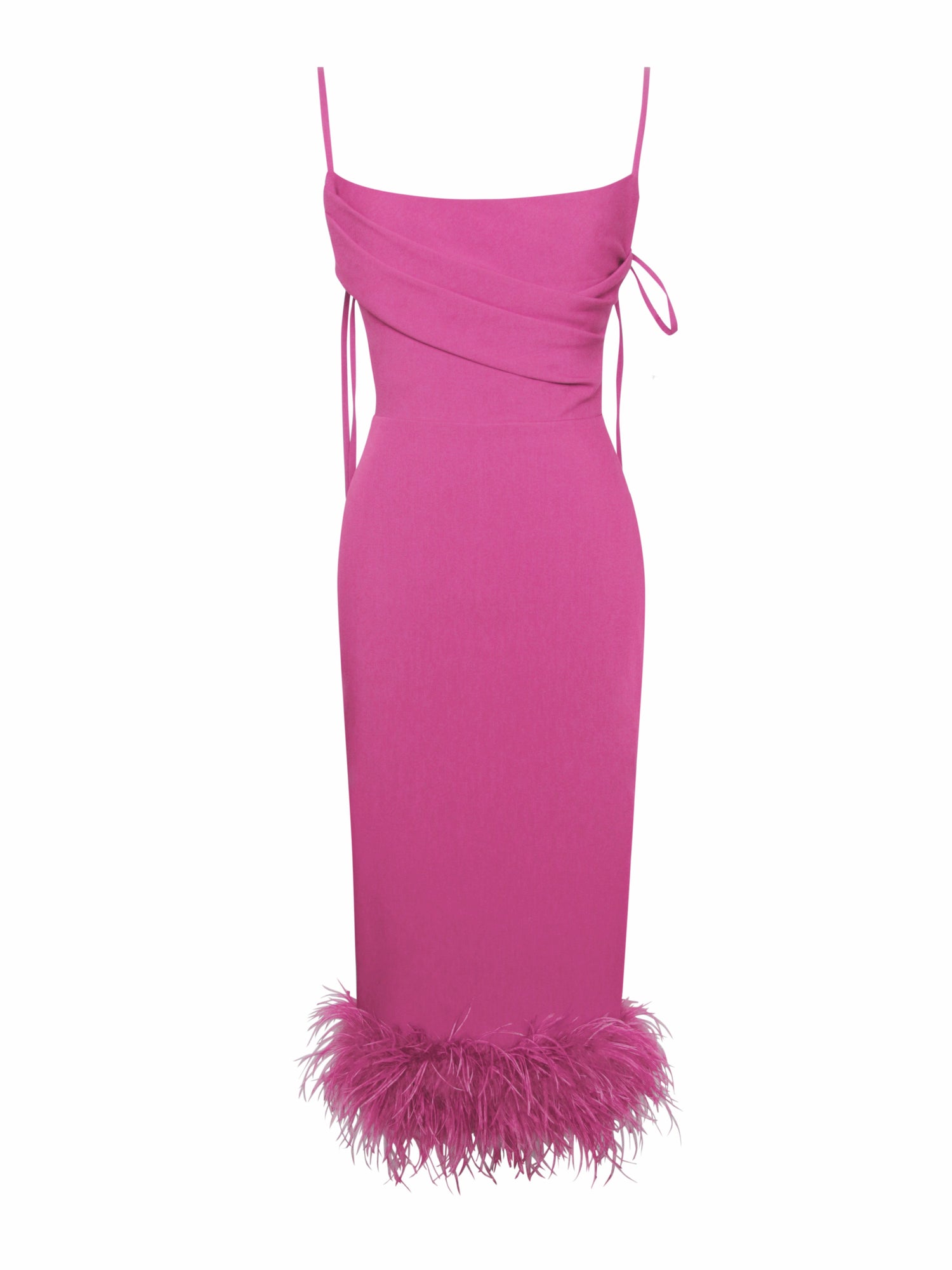 Fiona Feather Trim Bottom Maxi Dress | Fuchsia