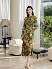Chinese Style Waist-Cinched Dress | Green