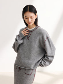 Boxy Round Neck Sweatshirt | Grey
