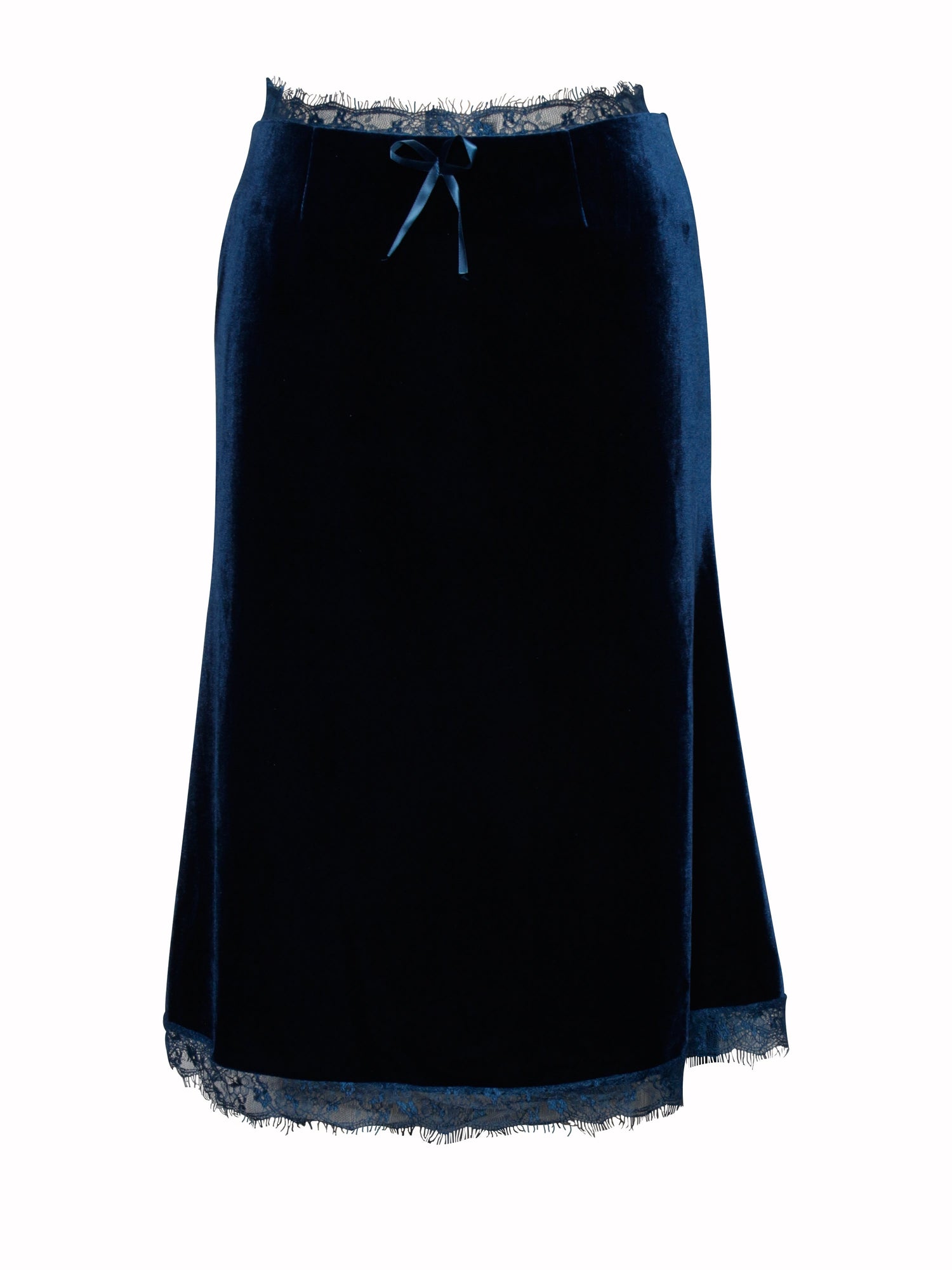 Lorraine Velvet Skirt With Lace Trim | Teal