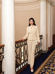 Modified Chinese Cross-Collar Jacket | Beige