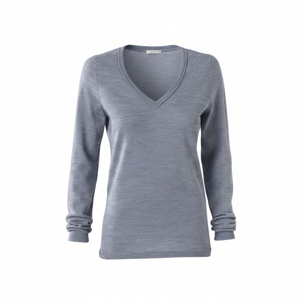 Women | V Neck Sweater | Chambray