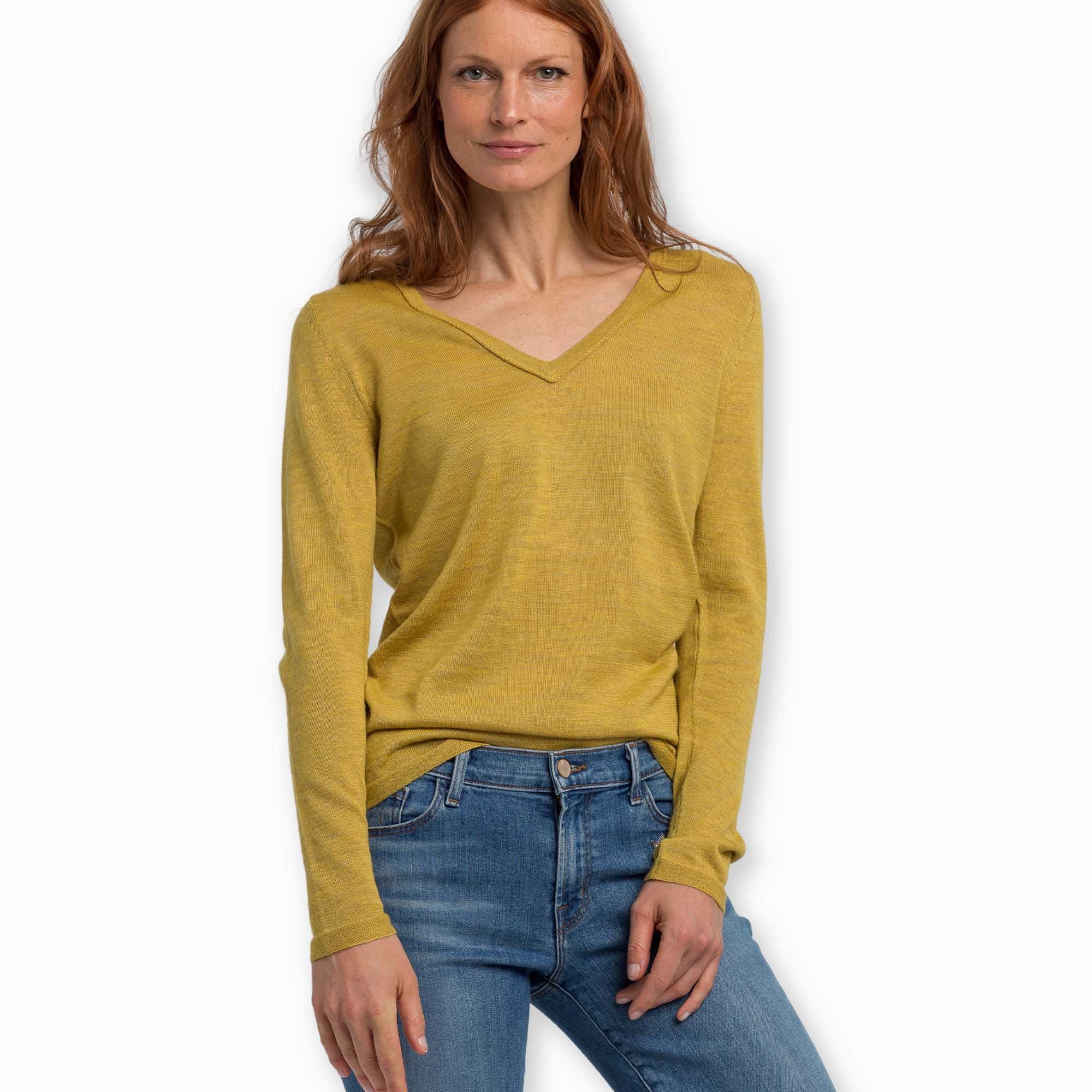 Women | V Neck Sweater | French Yellow