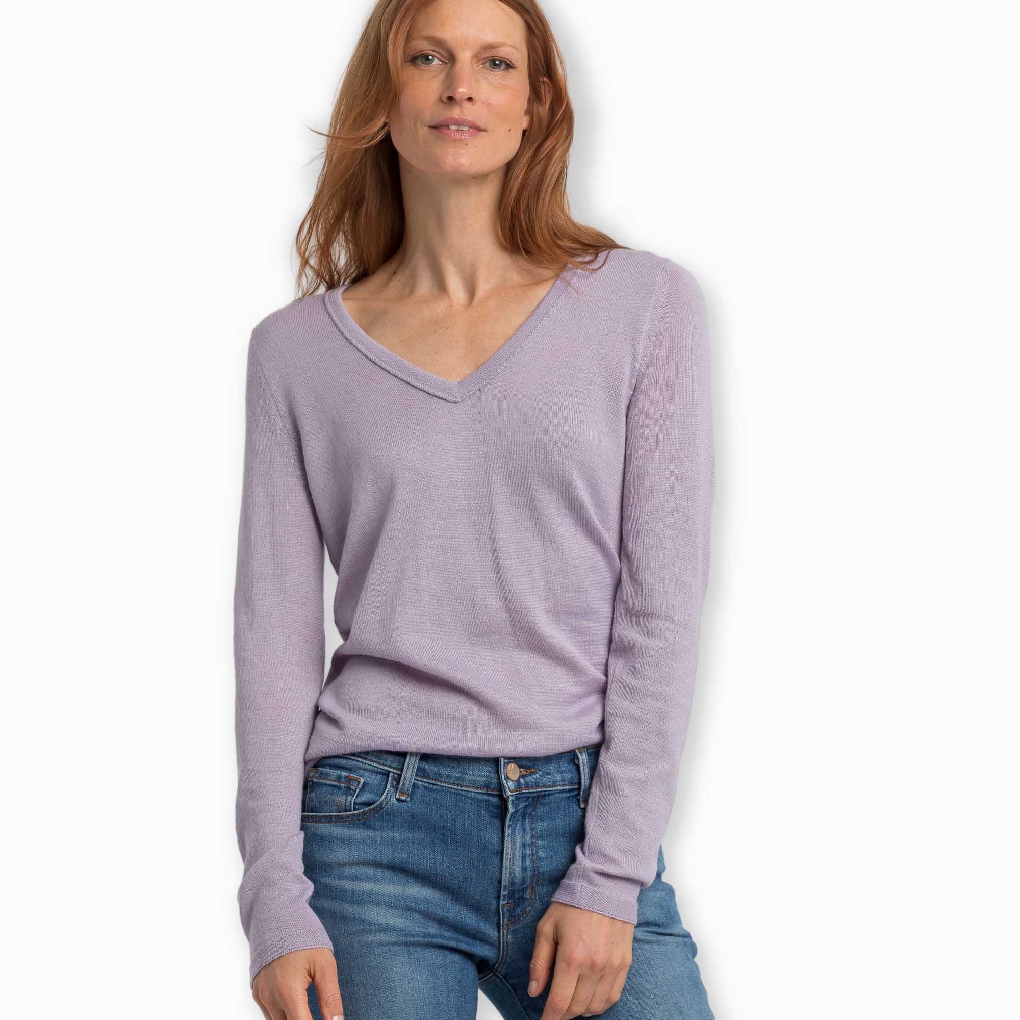 Women | V Neck Sweater | Lavender