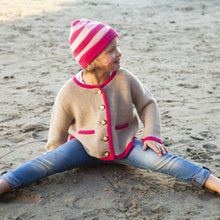 Kids | Salzburg Cardigan | Sand / Hot Pink