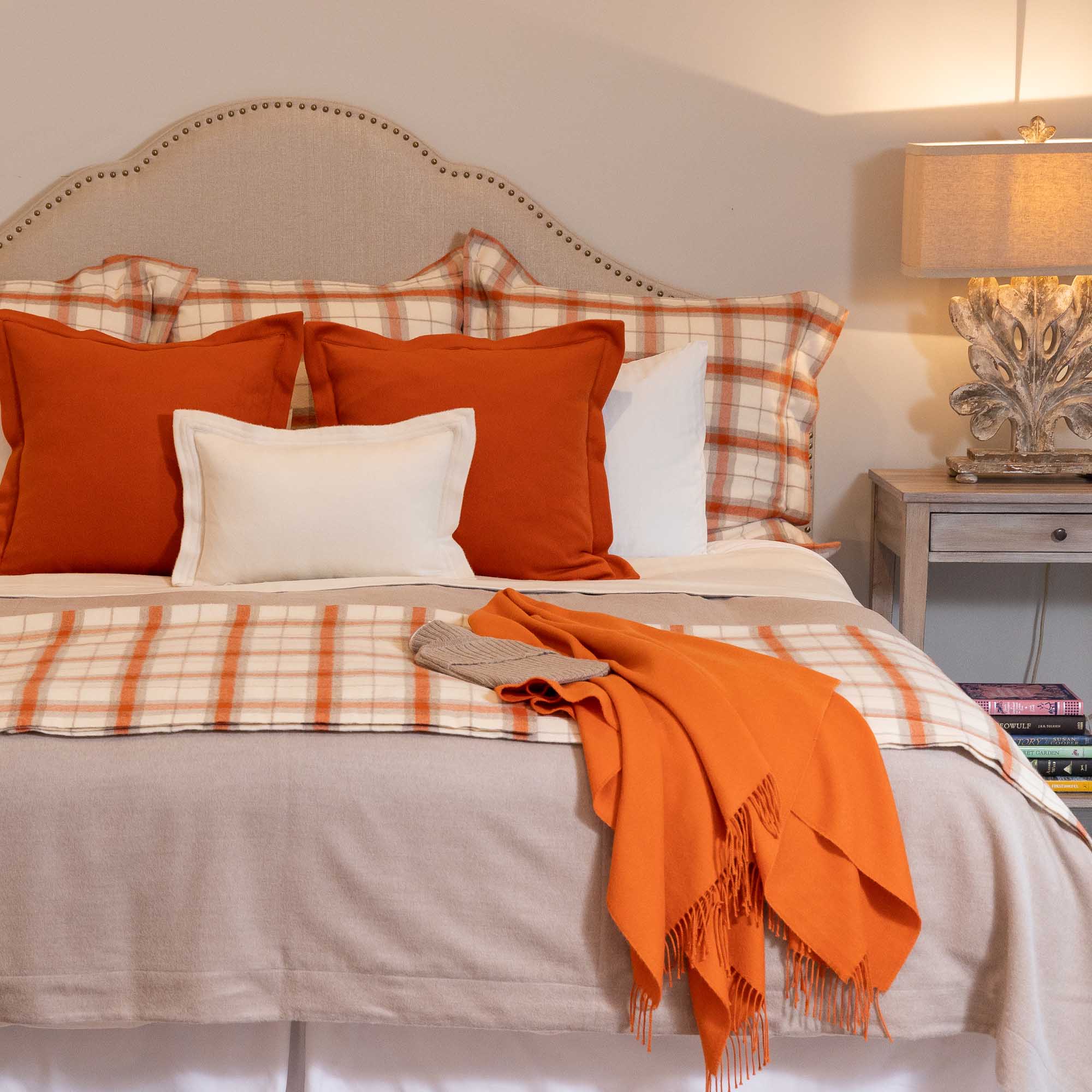 Aberdeen Euro Pillow | Ivory/Orange