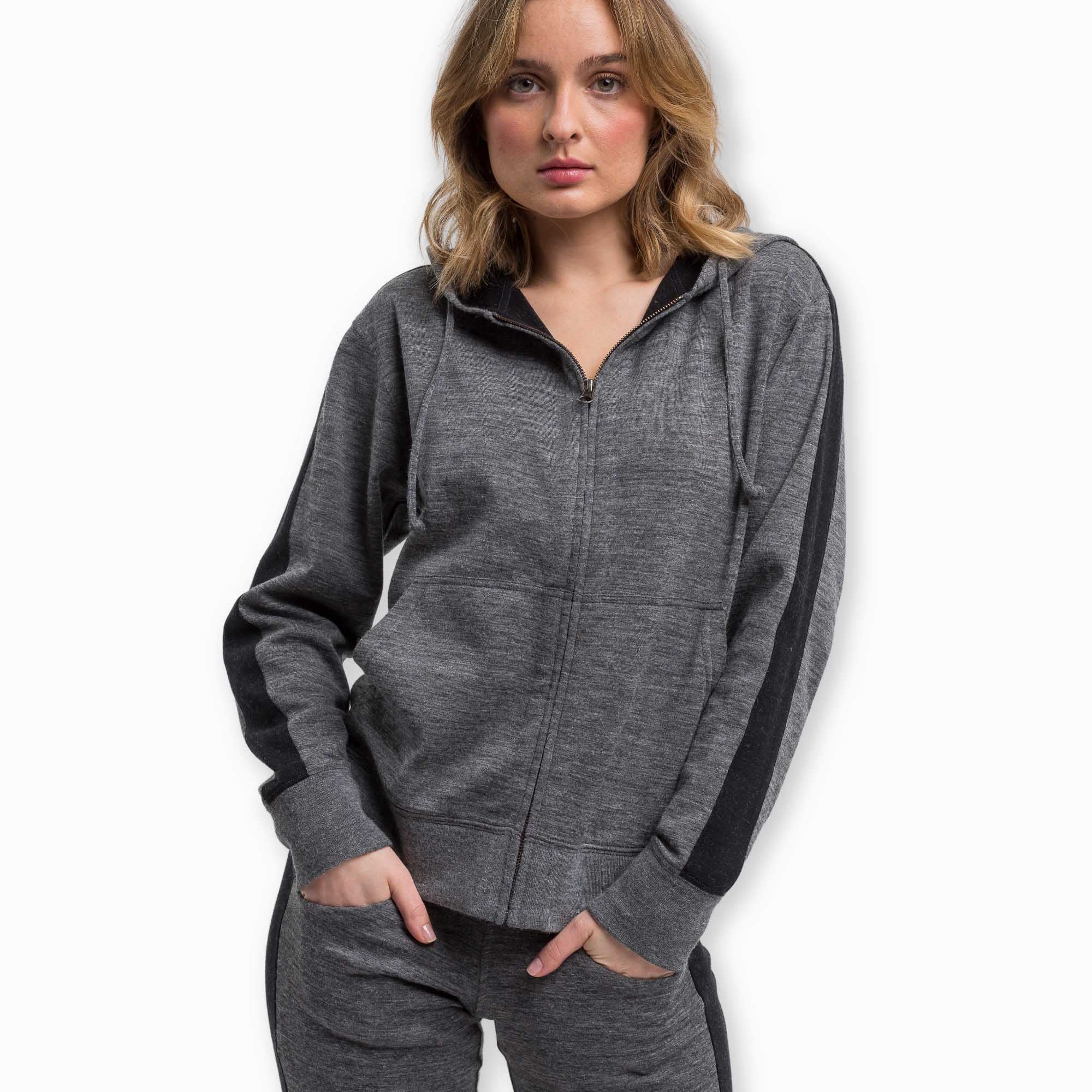 Womens | Malibu Lounge Zip-Up Sweatshirt | Dark Grey / Black