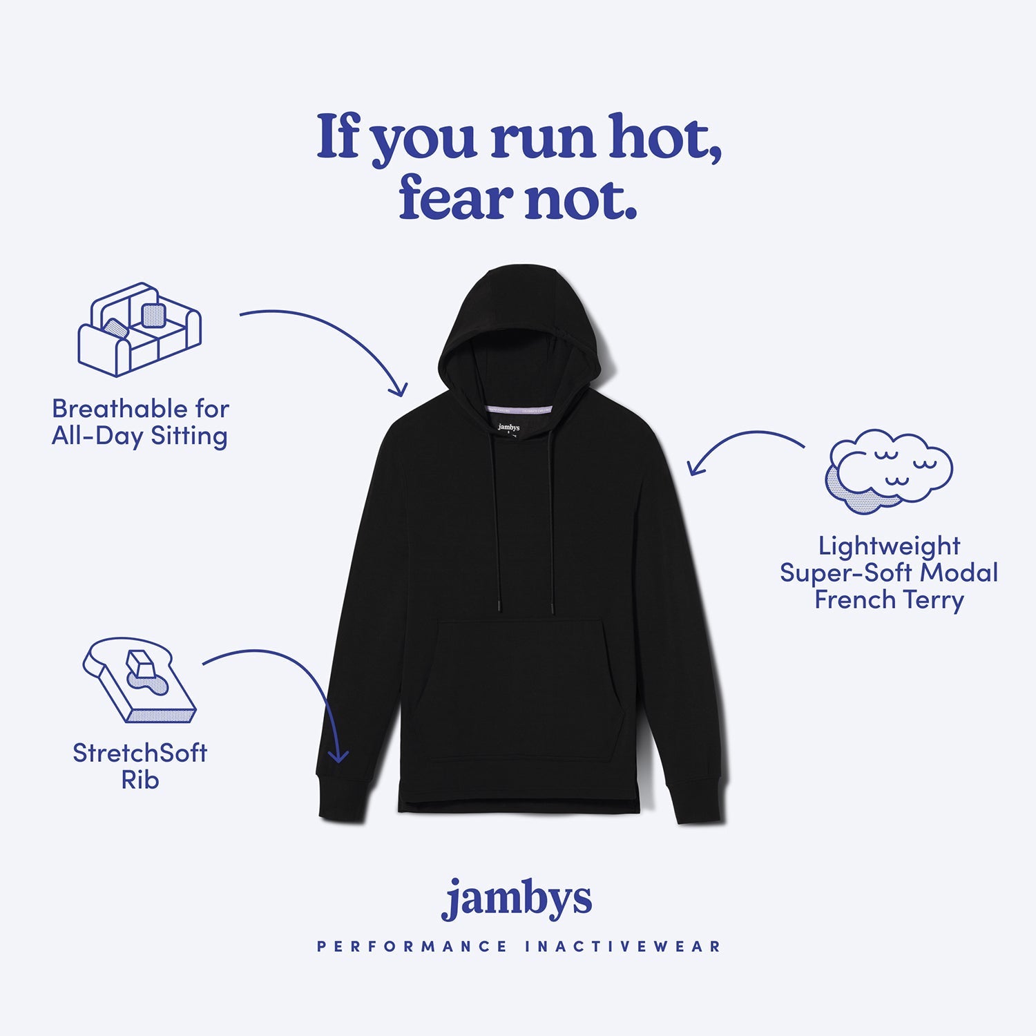 Modal French Terry House Hoodie | Black