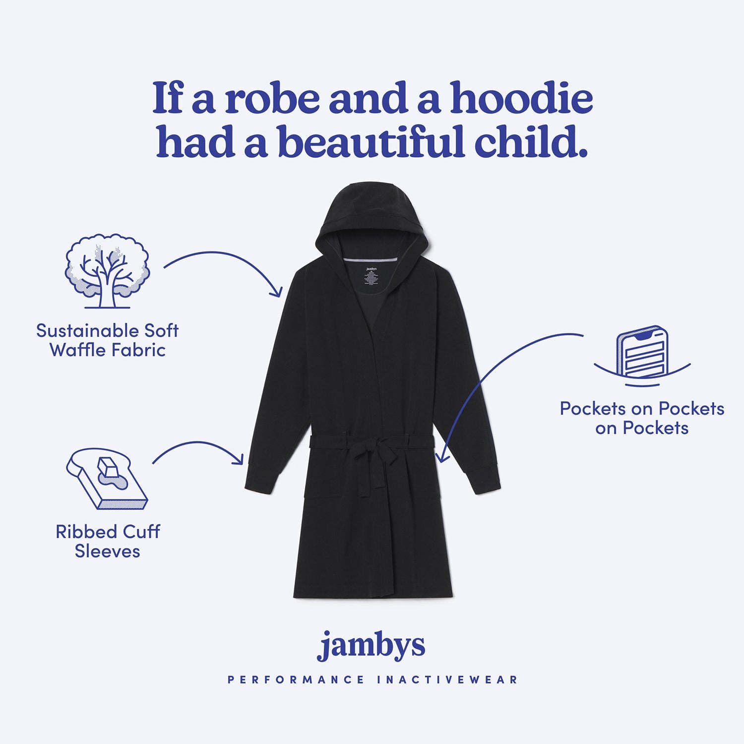 Modal Waffle Spa Robe | Black