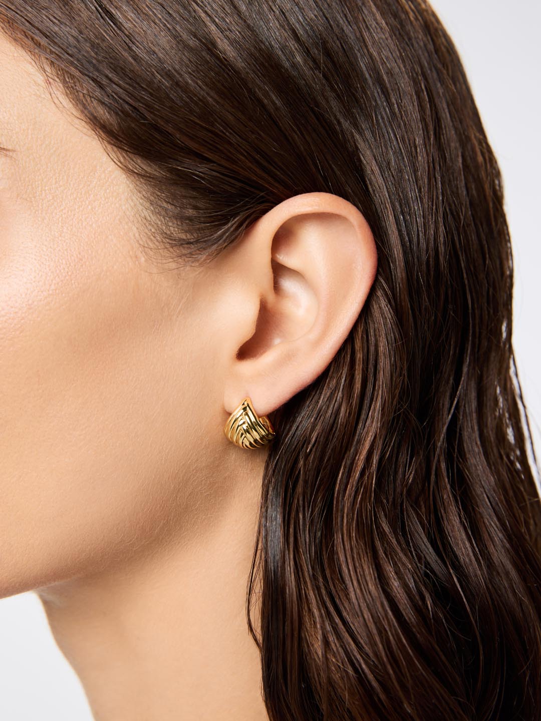 14K Gold Plated Botanica Triangle Braided Statement Huggie Hoops Earrings For Women Ana Luisa Haven