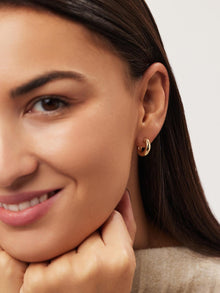 Bold C-Mini Chunky Hoop Earrings | 10K Solid Gold