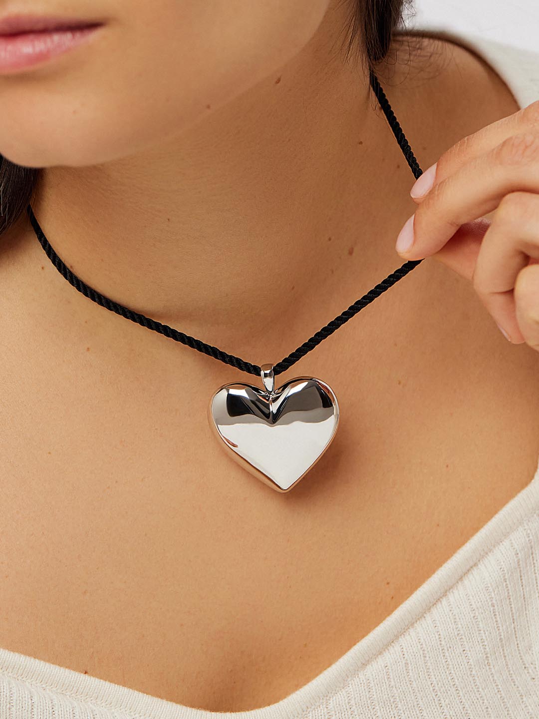 Ana Luisa Jewelry Necklace Satement Necklace Silver Heart Necklace Vera Silver Rhodium