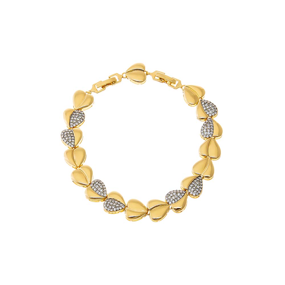 Gold Dual Tone Heart Link Bracelet - Adina's Jewels