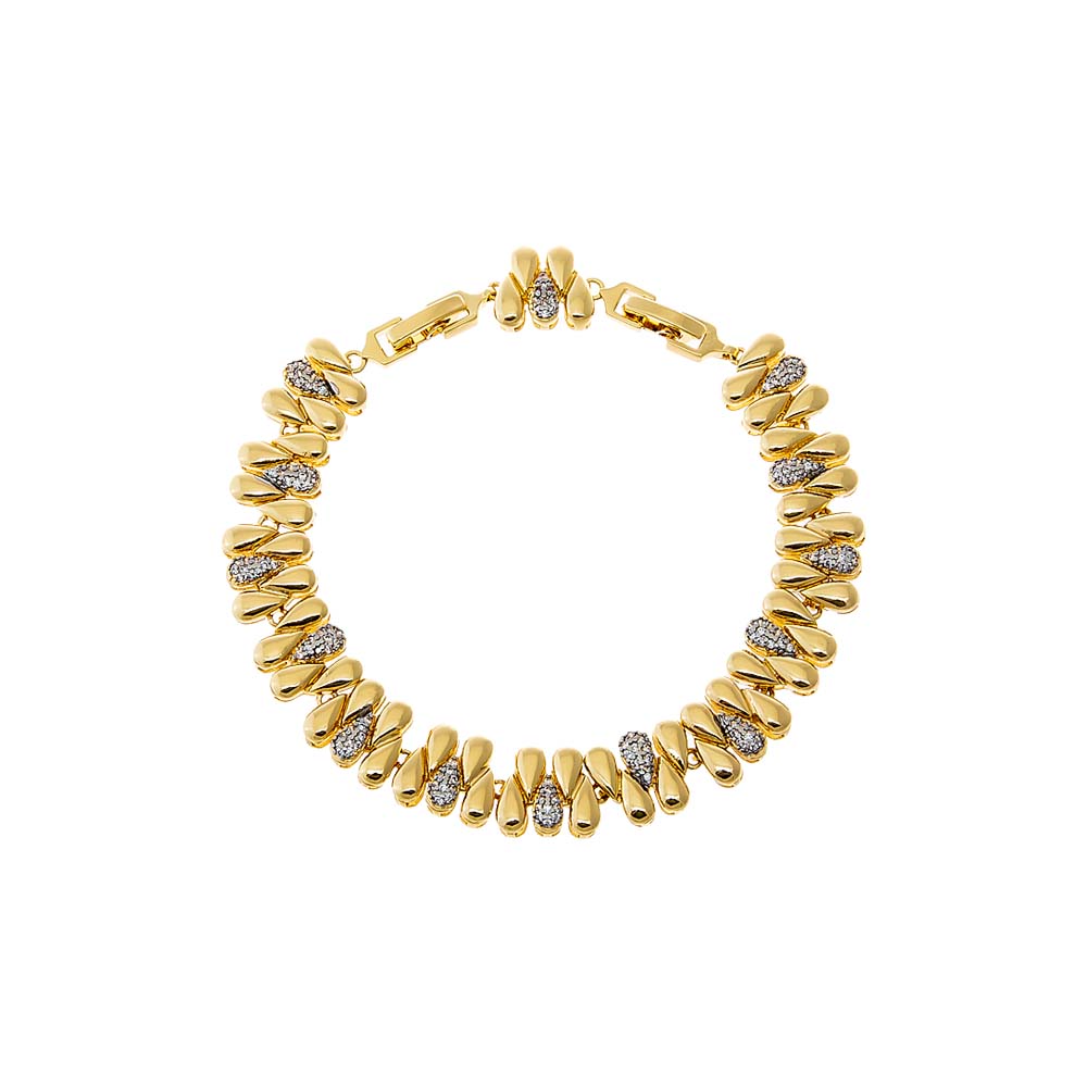 Gold Pave Droplet Link Bracelet - Adina's Jewels