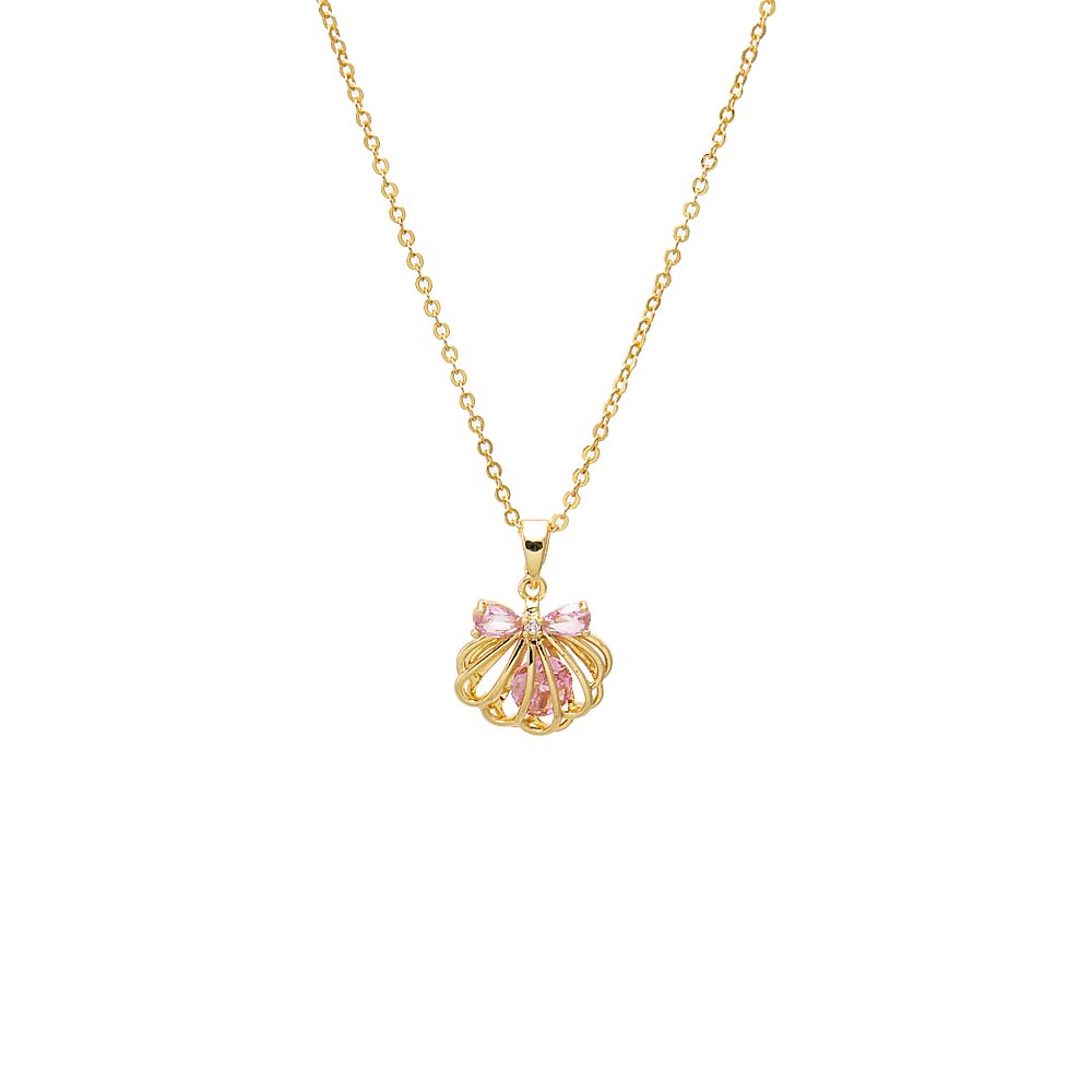 Pink Pink Bow Seashell Pendant Necklace - Adina's Jewels