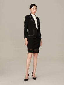 Contrast Detailing Blazer | Black