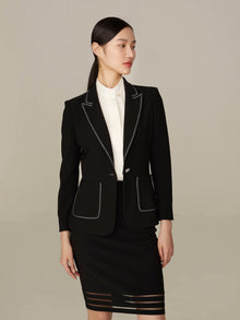 Contrast Detailing Blazer | Black